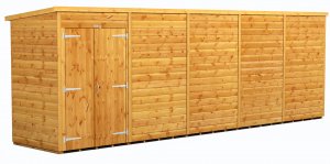 Power 20x4 Pent Garden Shed - Windowless / No Windows Double Door